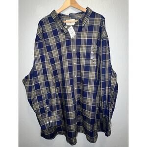 Oak Hill Men’s 5XL Plaid Sport Long Sleeve Button Down Shirt Green